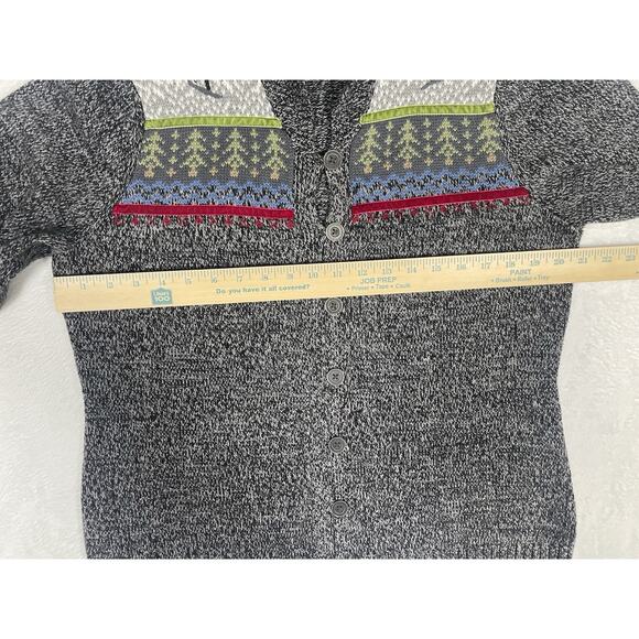 Woolrich Cardigan Sweater Womens Sz L Charcoal Heathered Ski Winter Snow Holiday - Picture 9 of 11
